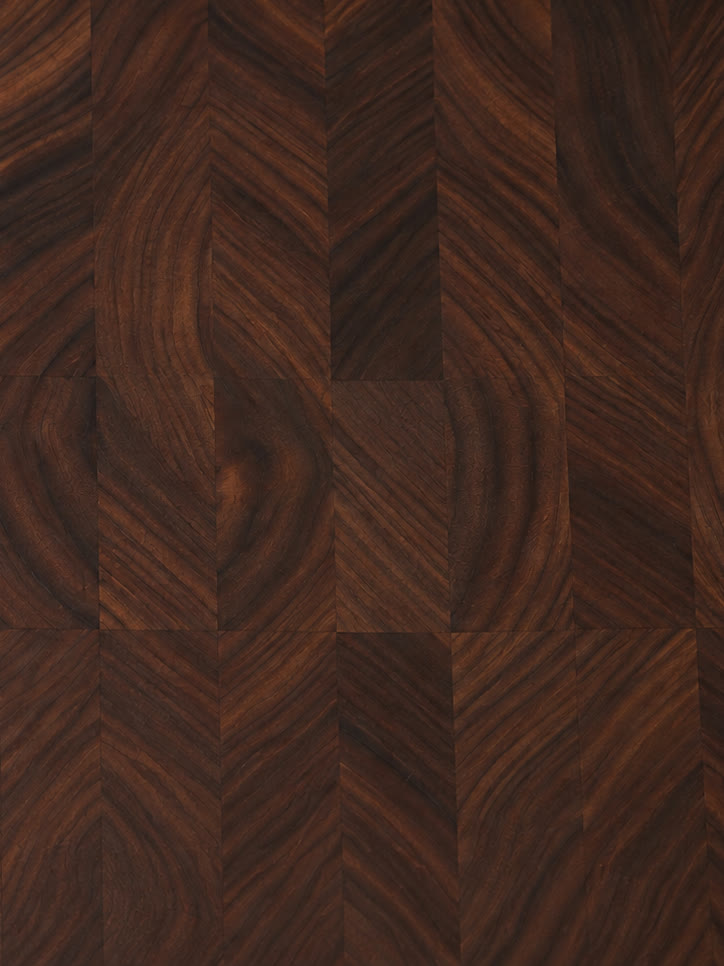 Close-up of the black walnut end grain on a finished board